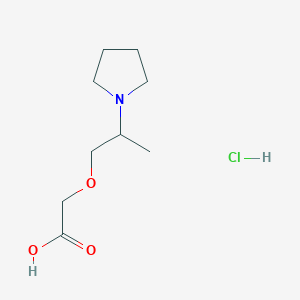 molecular formula C9H18ClNO3 B2586124 2-[2-(Pyrrolidin-1-yl)propoxy]acetic acid hydrochloride CAS No. 1864060-84-3