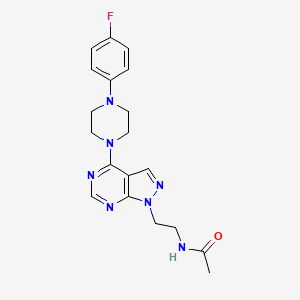 molecular formula C19H22FN7O B2586140 N-(2-(4-(4-(4-fluorophenyl)piperazin-1-yl)-1H-pyrazolo[3,4-d]pyrimidin-1-yl)ethyl)acetamide CAS No. 1172842-60-2