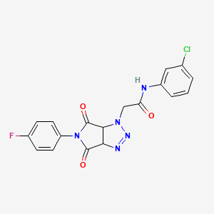 molecular formula C18H13ClFN5O3 B2586149 N-(3-chlorophenyl)-2-[5-(4-fluorophenyl)-4,6-dioxo-1H,3aH,4H,5H,6H,6aH-pyrrolo[3,4-d][1,2,3]triazol-1-yl]acetamide CAS No. 1053076-55-3