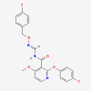 molecular formula C21H17F2N3O4 B2586159 N-({[(4-fluorobenzyl)oxy]imino}methyl)-2-(4-fluorophenoxy)-4-methoxynicotinamide CAS No. 341966-80-1