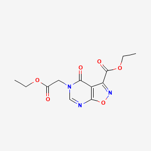 molecular formula C12H13N3O6 B2586175 Ethyl 5-(2-ethoxy-2-oxoethyl)-4-oxo-4,5-dihydroisoxazolo[5,4-d]pyrimidine-3-carboxylate CAS No. 1115369-52-2