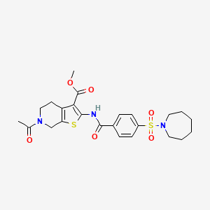 molecular formula C24H29N3O6S2 B2586176 methyl 6-acetyl-2-[4-(azepane-1-sulfonyl)benzamido]-4H,5H,6H,7H-thieno[2,3-c]pyridine-3-carboxylate CAS No. 449769-25-9