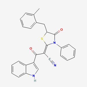 (Z)-3-(1H-indol-3-yl)-2-(5-(2-methylbenzyl)-4-oxo-3-phenylthiazolidin-2-ylidene)-3-oxopropanenitrile