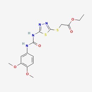 Ethyl 2-((5-(3-(3,4-dimethoxyphenyl)ureido)-1,3,4-thiadiazol-2-yl)thio)acetate