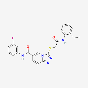 molecular formula C23H20FN5O2S B2586214 3-({[(2-ethylphenyl)carbamoyl]methyl}sulfanyl)-N-(3-fluorophenyl)-[1,2,4]triazolo[4,3-a]pyridine-6-carboxamide CAS No. 1112398-53-4