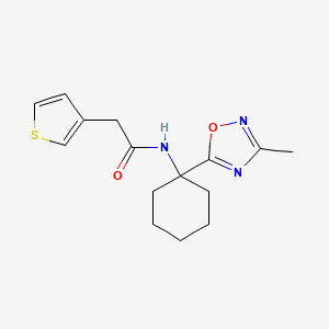 molecular formula C15H19N3O2S B2586257 N-(1-(3-methyl-1,2,4-oxadiazol-5-yl)cyclohexyl)-2-(thiophen-3-yl)acetamide CAS No. 1396765-41-5