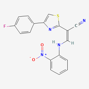 (Z)-2-(4-(4-fluorophenyl)thiazol-2-yl)-3-((2-nitrophenyl)amino)acrylonitrile