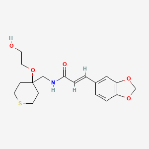 (E)-3-(benzo[d][1,3]dioxol-5-yl)-N-((4-(2-hydroxyethoxy)tetrahydro-2H-thiopyran-4-yl)methyl)acrylamide