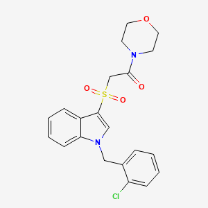 molecular formula C21H21ClN2O4S B2586278 2-((1-(2-chlorobenzyl)-1H-indol-3-yl)sulfonyl)-1-morpholinoethanone CAS No. 686744-16-1