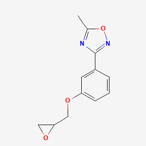 molecular formula C12H12N2O3 B2586279 5-Methyl-3-[3-(oxiran-2-ylmethoxy)phenyl]-1,2,4-oxadiazole CAS No. 2411252-88-3