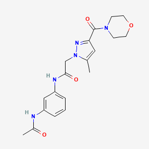 molecular formula C19H23N5O4 B2586290 N-(3-acetamidophenyl)-2-(5-methyl-3-(morpholine-4-carbonyl)-1H-pyrazol-1-yl)acetamide CAS No. 1170841-63-0