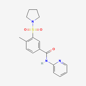 molecular formula C17H19N3O3S B2586291 4-methyl-N-(pyridin-2-yl)-3-(pyrrolidin-1-ylsulfonyl)benzamide CAS No. 353465-72-2
