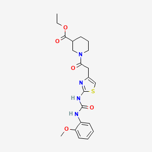 molecular formula C21H26N4O5S B2586294 Ethyl 1-(2-(2-(3-(2-methoxyphenyl)ureido)thiazol-4-yl)acetyl)piperidine-3-carboxylate CAS No. 923249-95-0