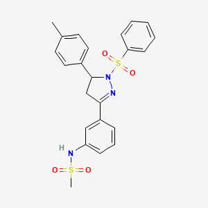 molecular formula C23H23N3O4S2 B2586296 N-(3-(1-(phenylsulfonyl)-5-(p-tolyl)-4,5-dihydro-1H-pyrazol-3-yl)phenyl)methanesulfonamide CAS No. 851782-09-7