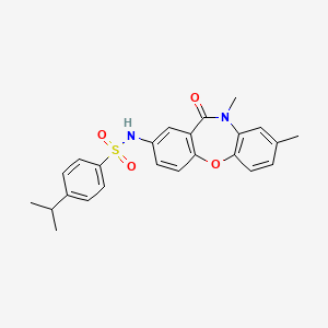 molecular formula C24H24N2O4S B2586314 N-(8,10-dimethyl-11-oxo-10,11-dihydrodibenzo[b,f][1,4]oxazepin-2-yl)-4-isopropylbenzenesulfonamide CAS No. 921899-17-4