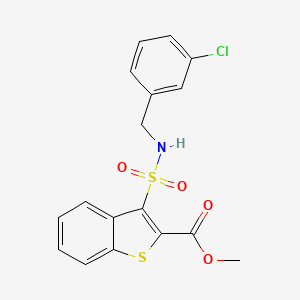 molecular formula C17H14ClNO4S2 B2586318 METHYL 3-{[(3-CHLOROPHENYL)METHYL]SULFAMOYL}-1-BENZOTHIOPHENE-2-CARBOXYLATE CAS No. 946293-73-8