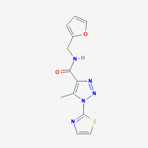 molecular formula C12H11N5O2S B2586321 N-(furan-2-ylmethyl)-5-methyl-1-(thiazol-2-yl)-1H-1,2,3-triazole-4-carboxamide CAS No. 1251564-20-1