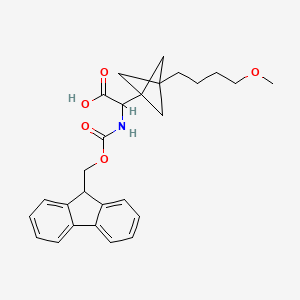 molecular formula C27H31NO5 B2586347 2-(9H-Fluoren-9-ylmethoxycarbonylamino)-2-[3-(4-methoxybutyl)-1-bicyclo[1.1.1]pentanyl]acetic acid CAS No. 2287261-27-0