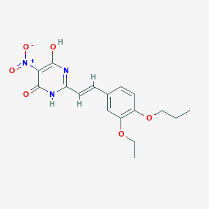 molecular formula C17H19N3O6 B2586350 2-[(E)-2-(3-ethoxy-4-propoxyphenyl)ethenyl]-6-hydroxy-5-nitropyrimidin-4(3H)-one CAS No. 797779-27-2