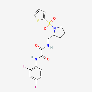 molecular formula C17H17F2N3O4S2 B2586357 N1-(2,4-difluorophenyl)-N2-((1-(thiophen-2-ylsulfonyl)pyrrolidin-2-yl)methyl)oxalamide CAS No. 896279-88-2