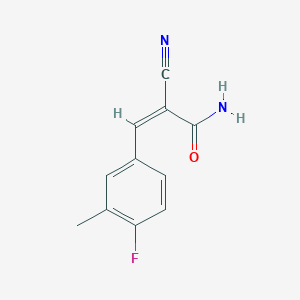 molecular formula C11H9FN2O B2586359 (2Z)-2-Cyano-3-(4-fluoro-3-methylphenyl)prop-2-enamide CAS No. 1356817-08-7