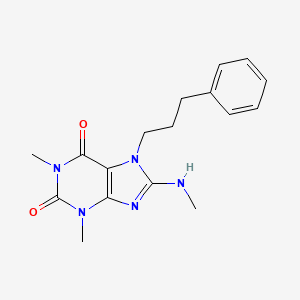molecular formula C17H21N5O2 B2586361 1,3-Dimethyl-8-(methylamino)-7-(3-phenylpropyl)-3,7-dihydro-1H-purine-2,6-dione CAS No. 370583-81-6