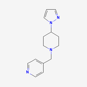molecular formula C14H18N4 B2586363 4-[(4-Pyrazol-1-ylpiperidin-1-yl)methyl]pyridine CAS No. 2379987-10-5