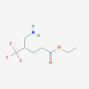 molecular formula C8H14F3NO2 B2586367 Ethyl 4-(aminomethyl)-5,5,5-trifluoropentanoate CAS No. 2287272-31-3