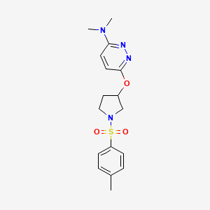 molecular formula C17H22N4O3S B2586369 N,N-dimethyl-6-((1-tosylpyrrolidin-3-yl)oxy)pyridazin-3-amine CAS No. 2034501-16-9