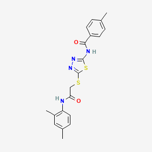 molecular formula C20H20N4O2S2 B2586382 N-[5-({[(2,4-dimethylphenyl)carbamoyl]methyl}sulfanyl)-1,3,4-thiadiazol-2-yl]-4-methylbenzamide CAS No. 392295-65-7