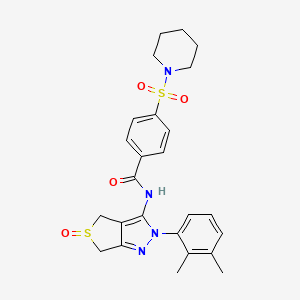 molecular formula C25H28N4O4S2 B2586394 N-[2-(2,3-dimethylphenyl)-5-oxo-2H,4H,6H-5lambda4-thieno[3,4-c]pyrazol-3-yl]-4-(piperidine-1-sulfonyl)benzamide CAS No. 1019103-10-6