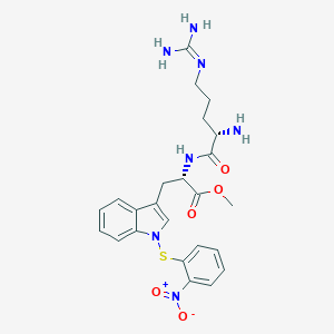 molecular formula C24H29N7O5S B025864 methyl (2S)-2-[[(2S)-2-amino-5-(diaminomethylideneamino)pentanoyl]amino]-3-[1-(2-nitrophenyl)sulfanylindol-3-yl]propanoate CAS No. 110800-95-8