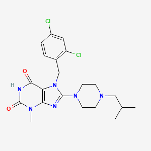 molecular formula C21H26Cl2N6O2 B2586421 7-(2,4-dichlorobenzyl)-8-(4-isobutylpiperazin-1-yl)-3-methyl-1H-purine-2,6(3H,7H)-dione CAS No. 898464-22-7