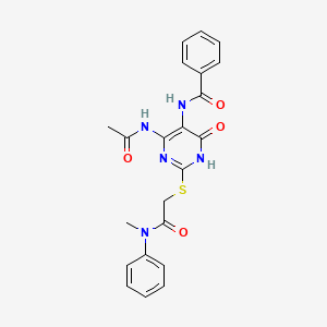 N-(4-acetamido-2-((2-(methyl(phenyl)amino)-2-oxoethyl)thio)-6-oxo-1,6-dihydropyrimidin-5-yl)benzamide