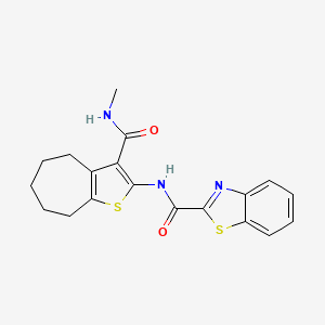 molecular formula C19H19N3O2S2 B2586437 N-(3-(methylcarbamoyl)-5,6,7,8-tetrahydro-4H-cyclohepta[b]thiophen-2-yl)benzo[d]thiazole-2-carboxamide CAS No. 868965-78-0