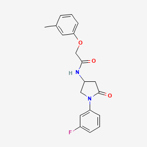 molecular formula C19H19FN2O3 B2586448 N-[1-(3-fluorophenyl)-5-oxopyrrolidin-3-yl]-2-(3-methylphenoxy)acetamide CAS No. 905661-64-5