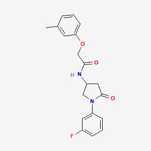 N-(1-(3-fluorophenyl)-5-oxopyrrolidin-3-yl)-2-(m-tolyloxy)acetamide