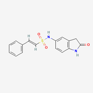 molecular formula C16H14N2O3S B2586456 (E)-N-(2-oxoindolin-5-yl)-2-phenylethenesulfonamide CAS No. 1331458-63-9