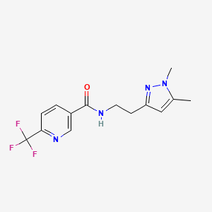 molecular formula C14H15F3N4O B2586464 N-(2-(1,5-dimethyl-1H-pyrazol-3-yl)ethyl)-6-(trifluoromethyl)nicotinamide CAS No. 2034634-06-3