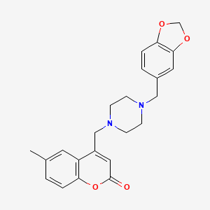 4-((4-(benzo[d][1,3]dioxol-5-ylmethyl)piperazin-1-yl)methyl)-6-methyl-2H-chromen-2-one