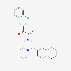 molecular formula C26H33ClN4O2 B2586473 N'-[(2-chlorophenyl)methyl]-N-[2-(1-methyl-1,2,3,4-tetrahydroquinolin-6-yl)-2-(piperidin-1-yl)ethyl]ethanediamide CAS No. 922040-64-0