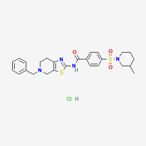 molecular formula C26H31ClN4O3S2 B2586474 N-(5-benzyl-4,5,6,7-tetrahydrothiazolo[5,4-c]pyridin-2-yl)-4-((3-methylpiperidin-1-yl)sulfonyl)benzamide hydrochloride CAS No. 1215352-46-7