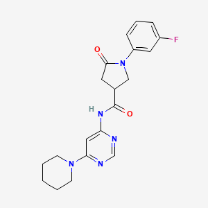 1-(3-fluorophenyl)-5-oxo-N-(6-(piperidin-1-yl)pyrimidin-4-yl)pyrrolidine-3-carboxamide