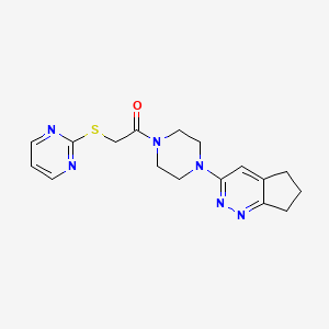 1-(4-(6,7-dihydro-5H-cyclopenta[c]pyridazin-3-yl)piperazin-1-yl)-2-(pyrimidin-2-ylthio)ethanone