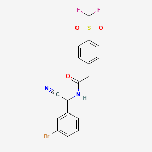 molecular formula C17H13BrF2N2O3S B2586502 N-[(3-bromophenyl)(cyano)methyl]-2-(4-difluoromethanesulfonylphenyl)acetamide CAS No. 1428105-43-4