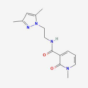 molecular formula C14H18N4O2 B2586508 N-(2-(3,5-dimethyl-1H-pyrazol-1-yl)ethyl)-1-methyl-2-oxo-1,2-dihydropyridine-3-carboxamide CAS No. 1235650-63-1