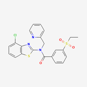 molecular formula C22H18ClN3O3S2 B2586517 N-(4-氯苯并[d]噻唑-2-基)-3-(乙磺酰基)-N-(吡啶-2-基甲基)苯甲酰胺 CAS No. 886942-66-1