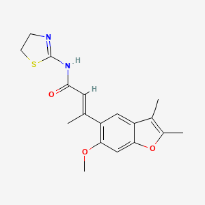molecular formula C18H20N2O3S B2586520 (E)-N-(4,5-dihydrothiazol-2-yl)-3-(6-methoxy-2,3-dimethylbenzofuran-5-yl)but-2-enamide CAS No. 1173408-93-9
