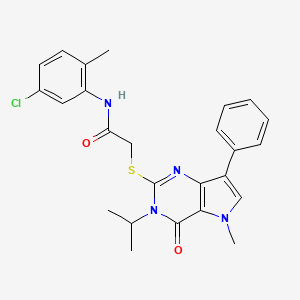 molecular formula C25H25ClN4O2S B2586529 N-(5-chloro-2-methylphenyl)-2-{[5-methyl-4-oxo-7-phenyl-3-(propan-2-yl)-3H,4H,5H-pyrrolo[3,2-d]pyrimidin-2-yl]sulfanyl}acetamide CAS No. 1115371-07-7