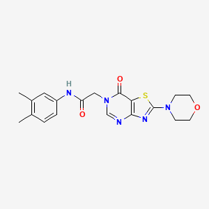 molecular formula C19H21N5O3S B2586537 N-(3,4-二甲基苯基)-2-(2-吗啉-7-氧代噻唑[4,5-d]嘧啶-6(7H)-基)乙酰胺 CAS No. 1223924-98-8